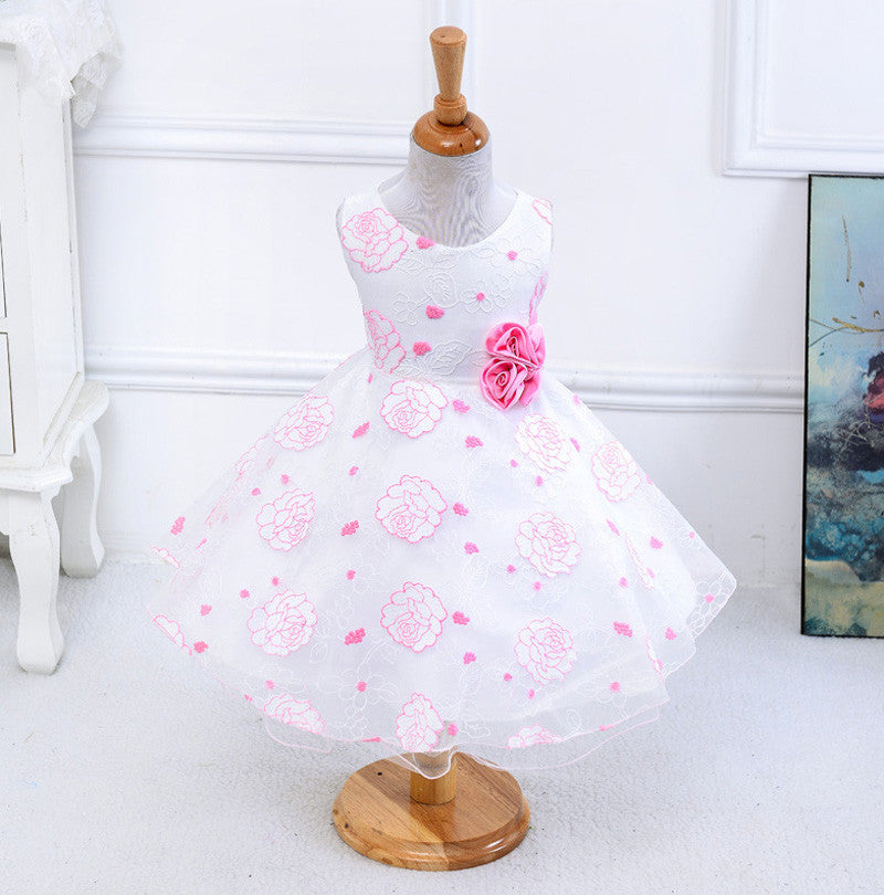 Summer new arrival flower princess girl dresses,baby girl party dress with flower 5 colors suit for 2-5 years S001 - CelebritystyleFashion.com.au online clothing shop australia