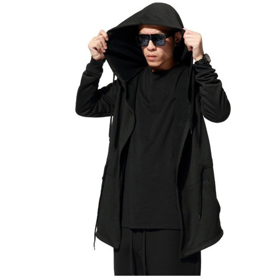 \Fashion New Black Cloak Hooded Male Streetwear Hip Hop Long Hoodies Clothing Men Outerwear Cool Man - CelebritystyleFashion.com.au online clothing shop australia