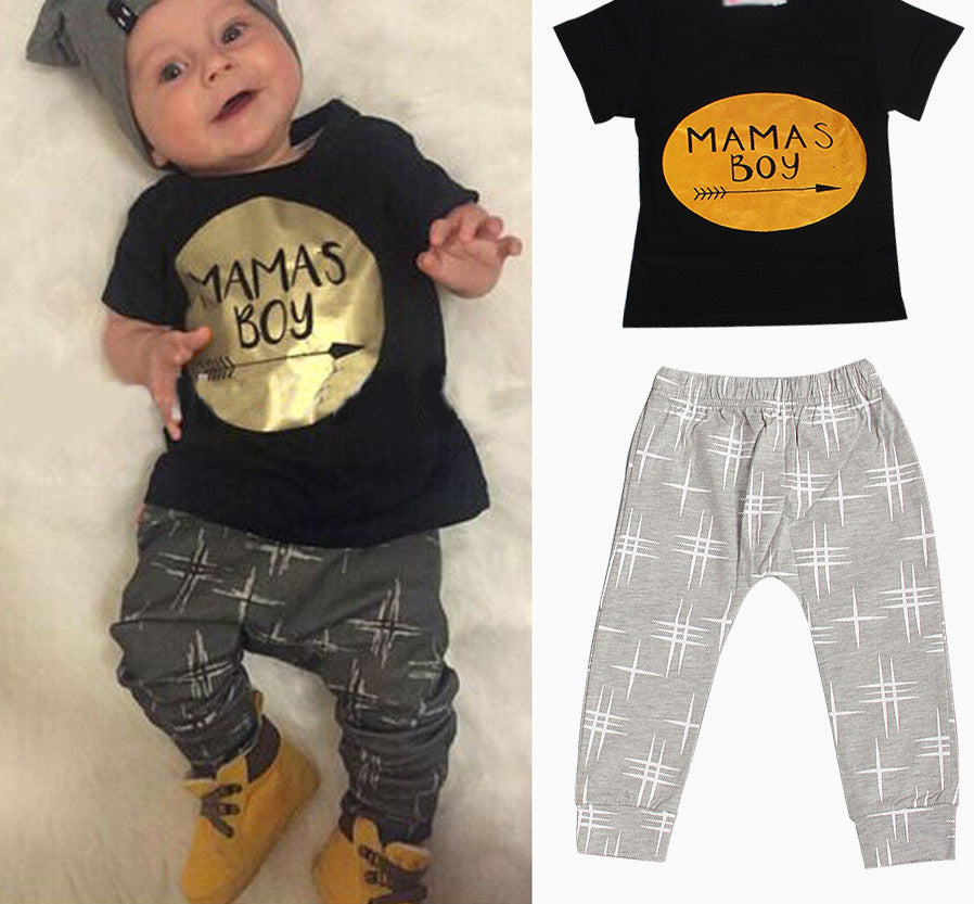 Summer 2pcs Newborn Infant Baby Boys Kid Clothes T-shirt Tops + Pants Outfits Sets 0-24 Children's Clothing Set - CelebritystyleFashion.com.au online clothing shop australia