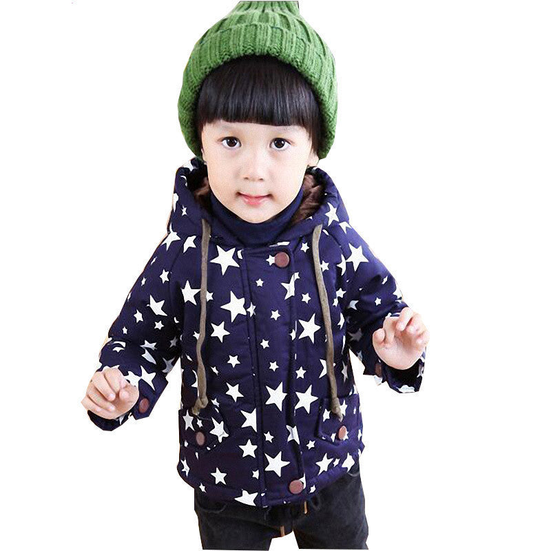 Belababy Baby Boys Winter Coat Fashion Children Long Sleeve Hoodies Jacket Kids girls Autumn Star Pattern Warm Outerwear - CelebritystyleFashion.com.au online clothing shop australia