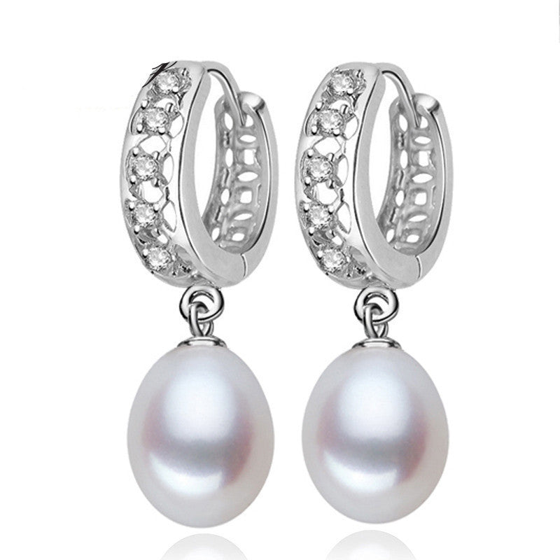 Real Pearl hoop Earrings, Natural Freshwater pearl earrings For Women with 925 sterling Silver Jewelry - CelebritystyleFashion.com.au online clothing shop australia