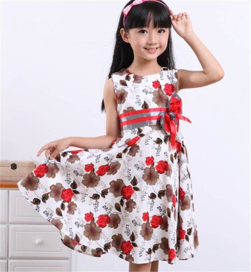 Baby Girls Floral Summer Dress Girl Cotton Princess Birthday Party Christmas Dress 2-15Yrs Girl's Fashion Dress for Wedding D16 - CelebritystyleFashion.com.au online clothing shop australia