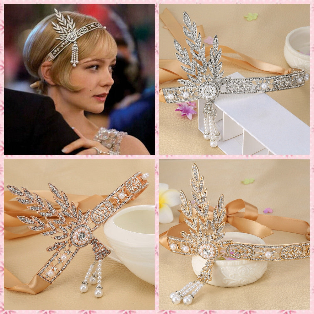 1pc Bridal Great Gatsby 1920s Hair Band Vintage Style Alloy Headpiece Pearls Charleston Party Wedding Headband WLL9027 - CelebritystyleFashion.com.au online clothing shop australia