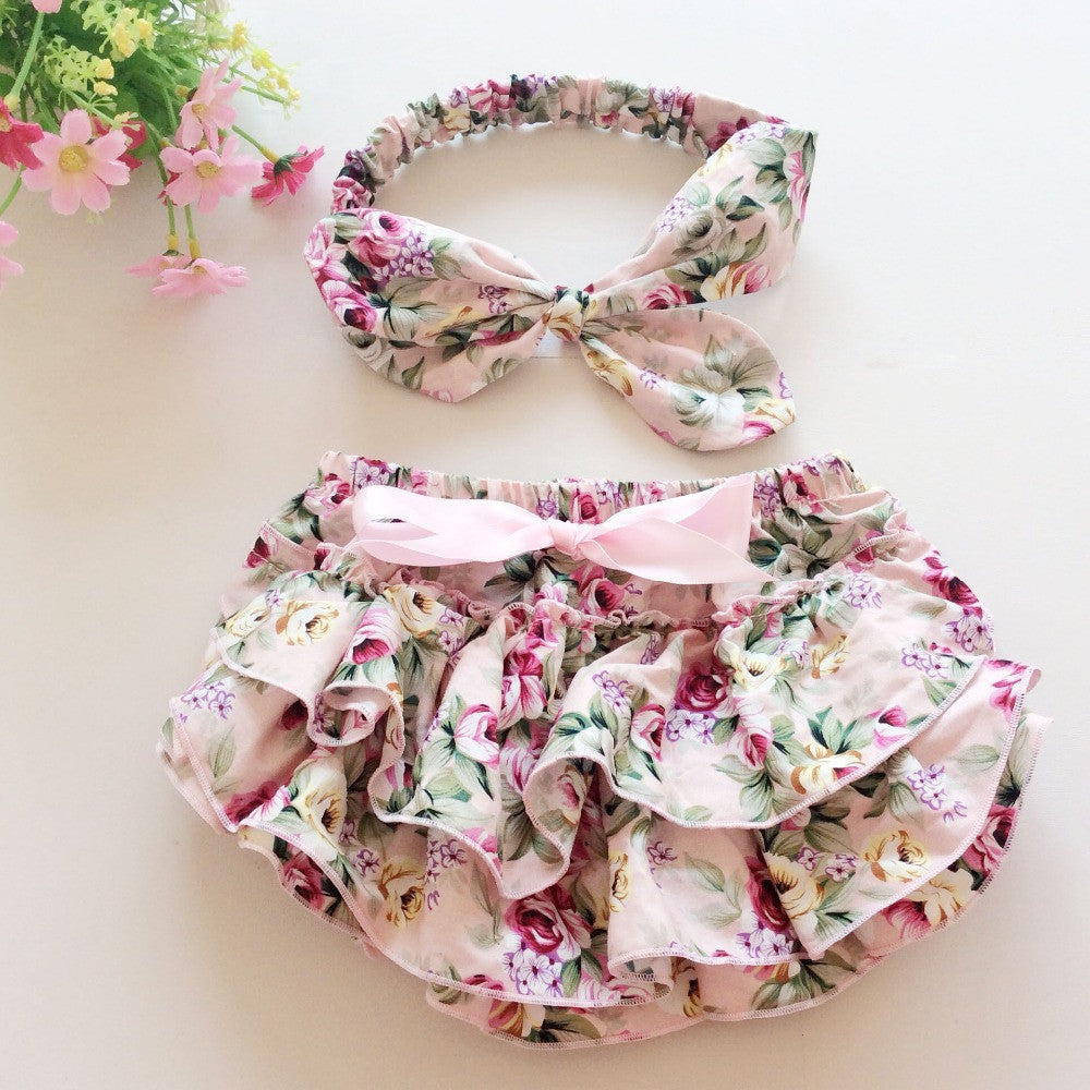 baby summer style bloomers baby ruffle panties with headband ruffled shorts baby girls - CelebritystyleFashion.com.au online clothing shop australia