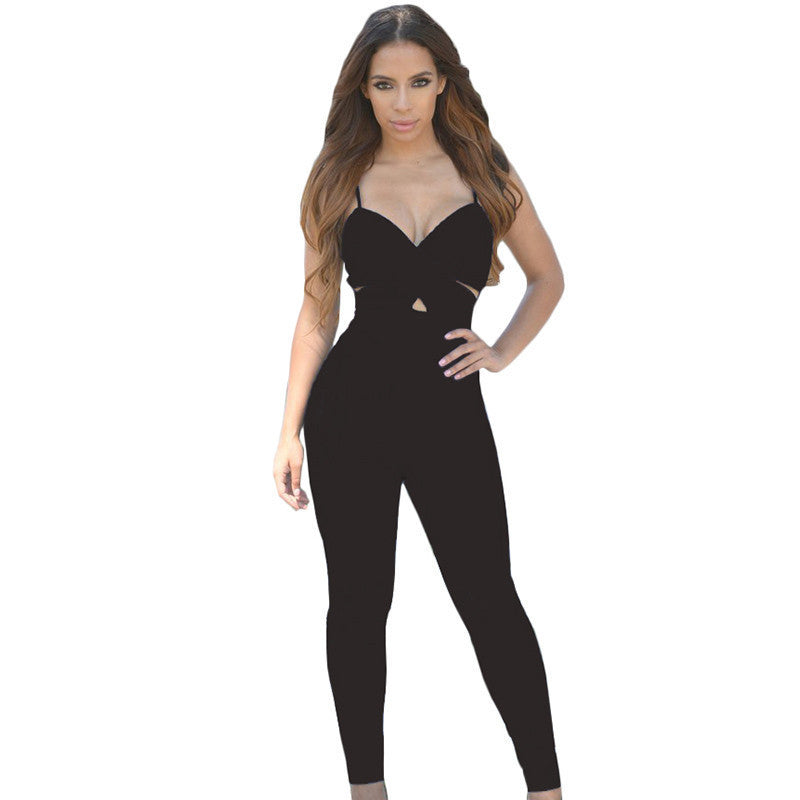 Women Full Length Jumpsuit Sexy Backless Short Sleeve One Piece Jumpsuits Overalls Bandage Bodysuit For Women - CelebritystyleFashion.com.au online clothing shop australia