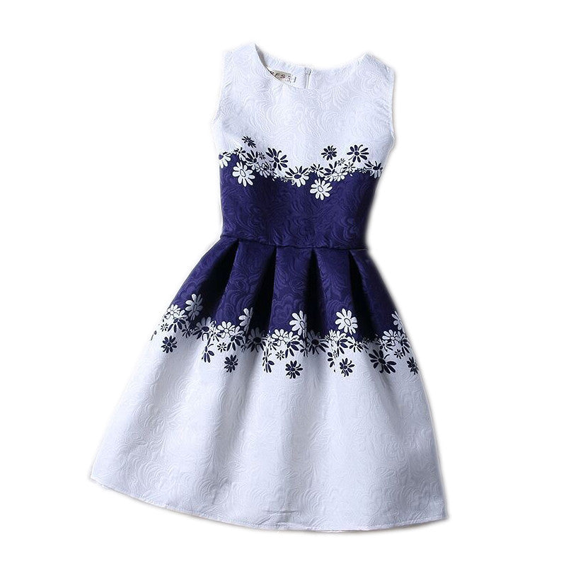 Cartoon Castle Summer Sleeveless Girls Print Dress Knee Length Princess A-Line Dress Clothes For Kids 6 to 12 years Old Kids - CelebritystyleFashion.com.au online clothing shop australia