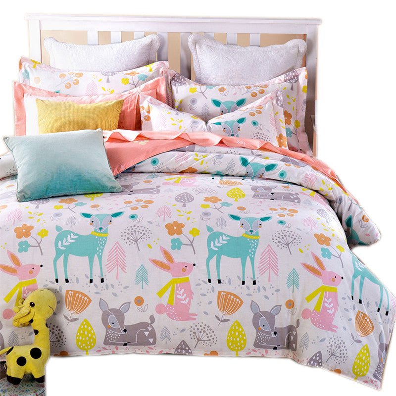 cartoon duvet cover sets 3pc bedding set 3pcs for children' bedroom colorful deer twin full queen single size