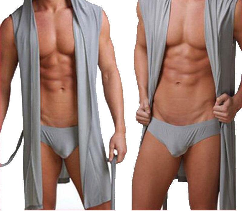 Men's robes comfortable casual bathrobes sleeveless Viscose sexy Hooded robe homewear mens sexy sleepwear lounge clothes - CelebritystyleFashion.com.au online clothing shop australia