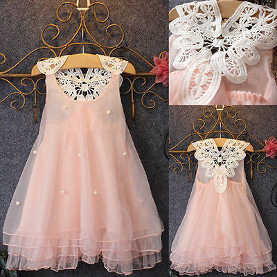Pageant Toddler Baby Girls Party Dress Pearl Lace Tulle Gown Formal Dress 2-7Y - CelebritystyleFashion.com.au online clothing shop australia