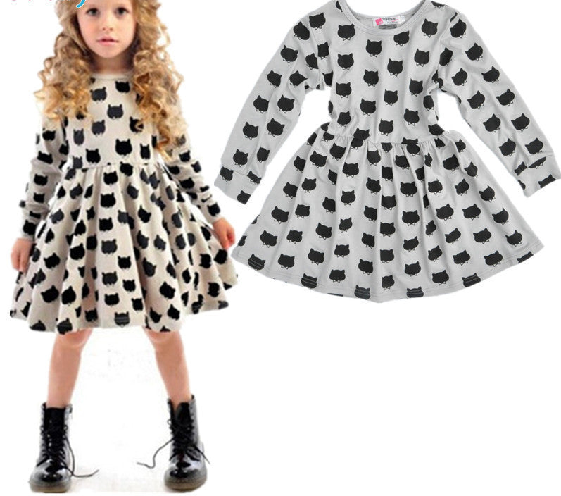 baby girl autumn dress children black cat long sleeve clothes kids casual cotton dot clothing autumn princess girls dresses - CelebritystyleFashion.com.au online clothing shop australia