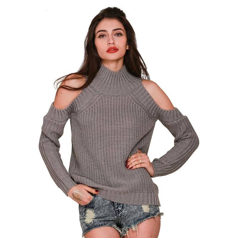 turtleneck off shoulder knitted sweater women autumn Fashion tricot pullover jumpers Pull femme oversized capes - CelebritystyleFashion.com.au online clothing shop australia