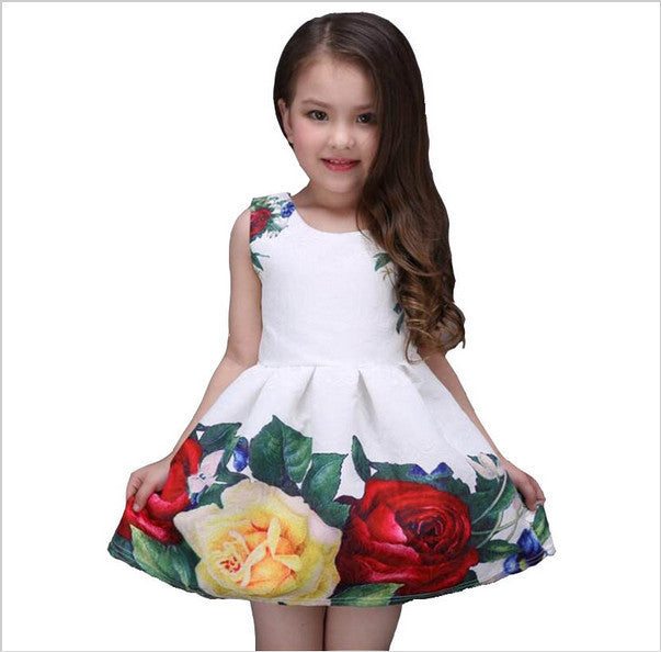 new summer girls dress white designer brand new children clothing rose flower princess wedding party Lace girl clothes - CelebritystyleFashion.com.au online clothing shop australia