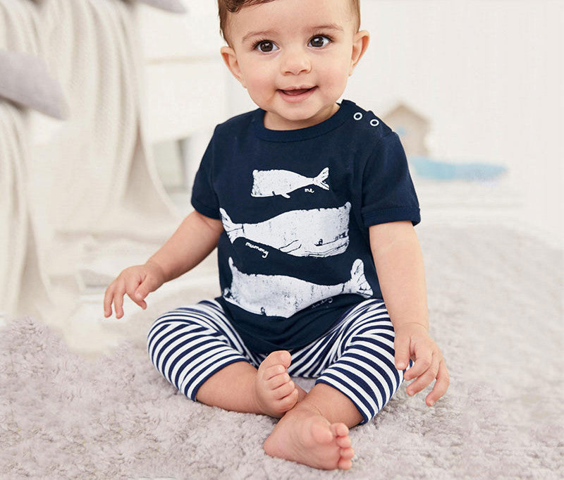 Keelorn Summer Style Infant Clothes Baby Clothing Sets Three small fish model Cotton Short Sleeve 2pcs Baby Boy Clothes - CelebritystyleFashion.com.au online clothing shop australia