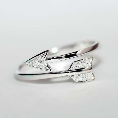 925 Sterling Silver Rings For Women Girl Cupid Arrow Crystal Zircon Rings Adjustable Rings - CelebritystyleFashion.com.au online clothing shop australia