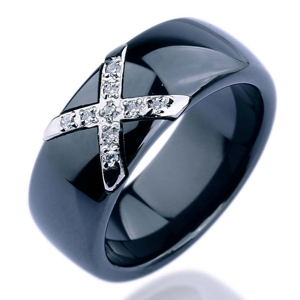 A&N Factory Price Fashion Rings Jewelry Female White Black Ceramic Boho Rings With Inlaid Crystal CZ Diamond Rings for Women - CelebritystyleFashion.com.au online clothing shop australia