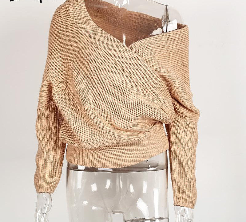 V Neck Sweater Loose Long Top Jumper - CelebritystyleFashion.com.au online clothing shop australia