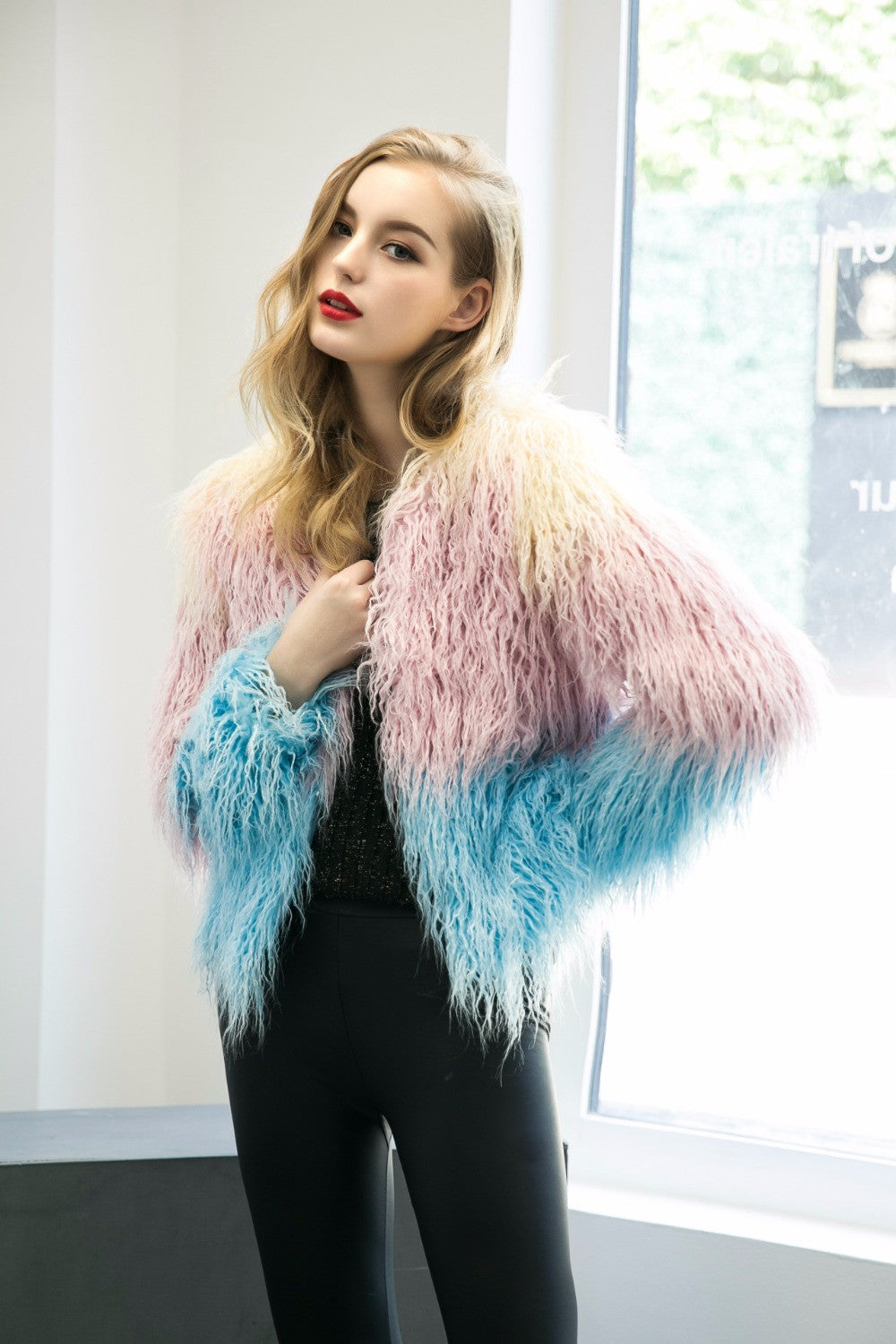 Luxury Faux Fur Coat Mix Color Shaggy Jacket - CelebritystyleFashion.com.au online clothing shop australia