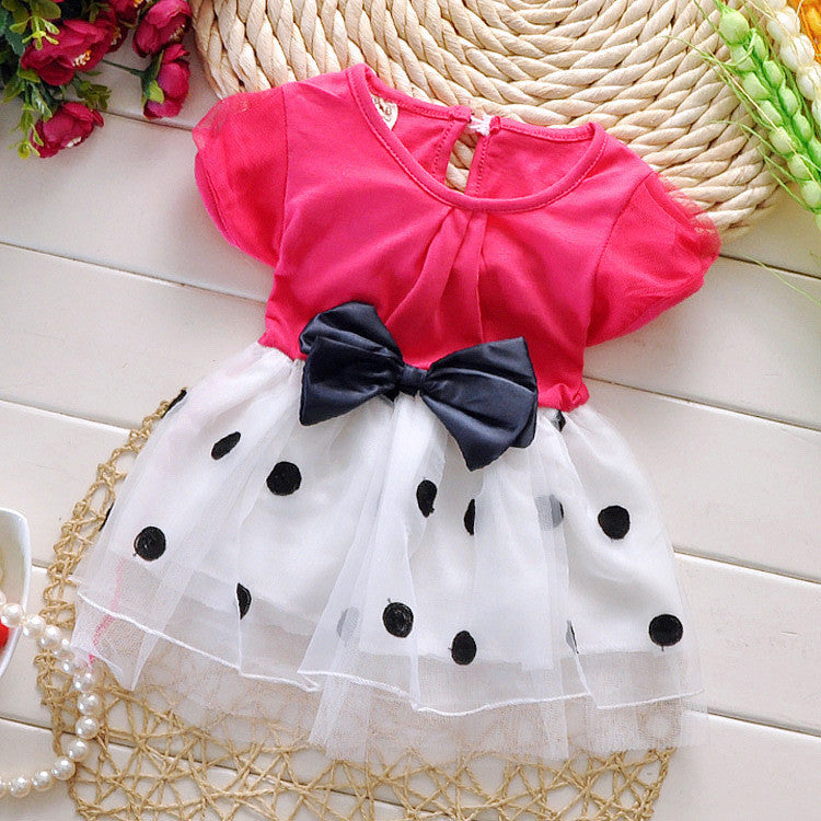 1-3 years old baby girls dress summer cotton material Free shipping new style dot bow baby clothes princess infant dresses - CelebritystyleFashion.com.au online clothing shop australia