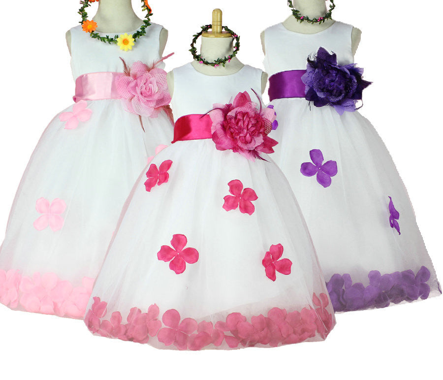 Girls Bridesmaid Dress Rose Petal Hem Cute Princess Tutu Dress Girls Clothing Sets Wedding Birthday Vestidos - CelebritystyleFashion.com.au online clothing shop australia