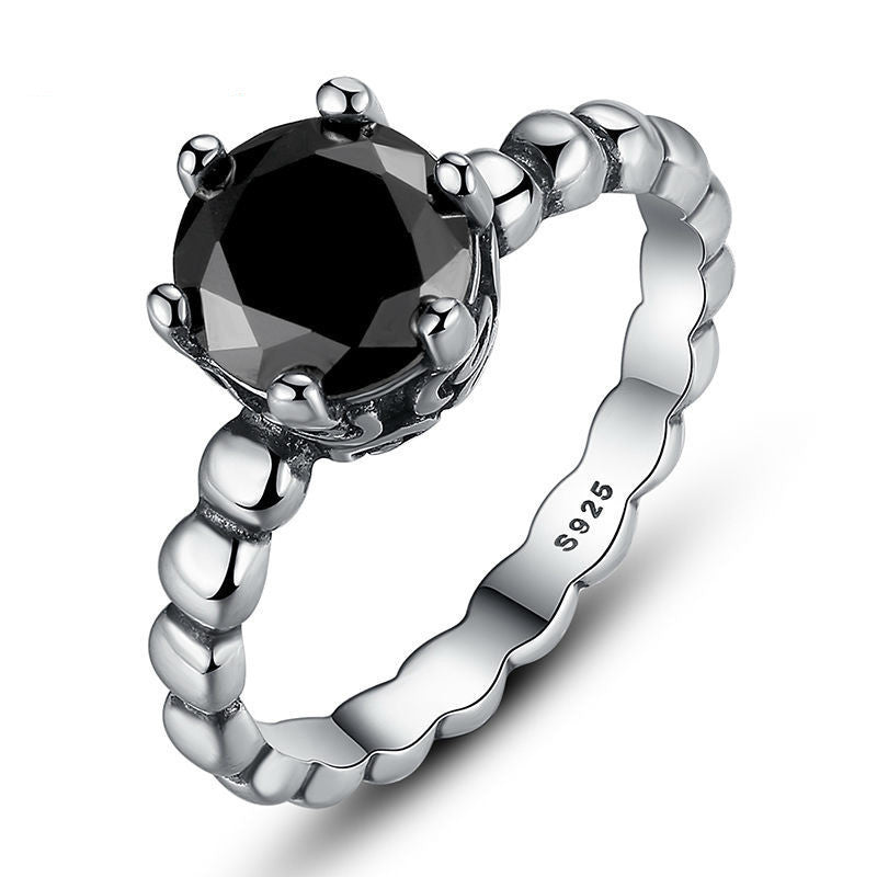 Genuine 100% 925 Sterling Silver Ring with Black Cubic Zirconia For Women Wedding Jewelry PA7109 - CelebritystyleFashion.com.au online clothing shop australia