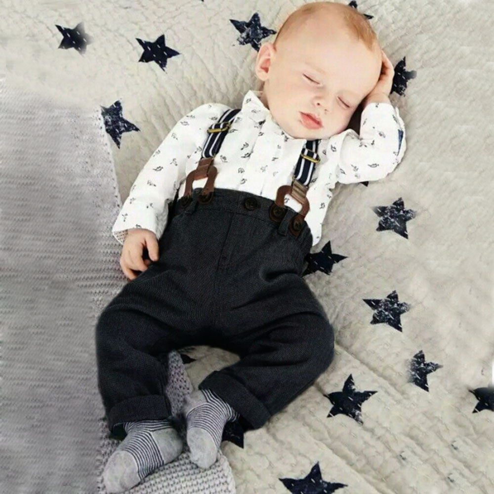 Cute Baby Boy Clothes Sets Toddler Shirt Top Bib Pants Overall Costume Kids Clothing Set - CelebritystyleFashion.com.au online clothing shop australia