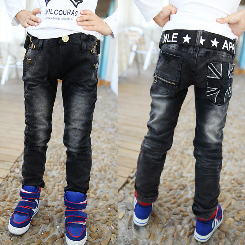 Spring New boys pants black color with white print hight quality boys kids jeans for children 2 to 12 years old B141 - CelebritystyleFashion.com.au online clothing shop australia