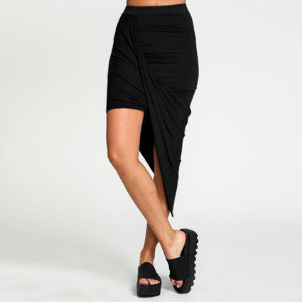 Summer Women Skirt Hem Cross Fold Sexy Wrap Banded Waist Draped women skirt Cut Out Asymmetrical Pencil Skirts jupe XS-XXXL - CelebritystyleFashion.com.au online clothing shop australia