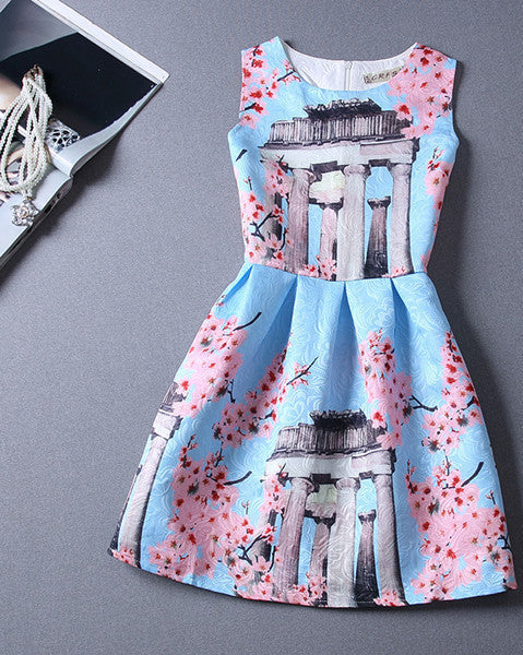 Casual Print Dress Women Fashion Printing Sleeveless Vest Dress Vestidos Vintage Woman tutu Svestido Party Dresses - CelebritystyleFashion.com.au online clothing shop australia