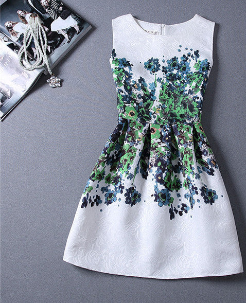 Casual Print Dress Women Fashion Printing Sleeveless Vest Dress Vestidos Vintage Woman tutu Svestido Party Dresses - CelebritystyleFashion.com.au online clothing shop australia