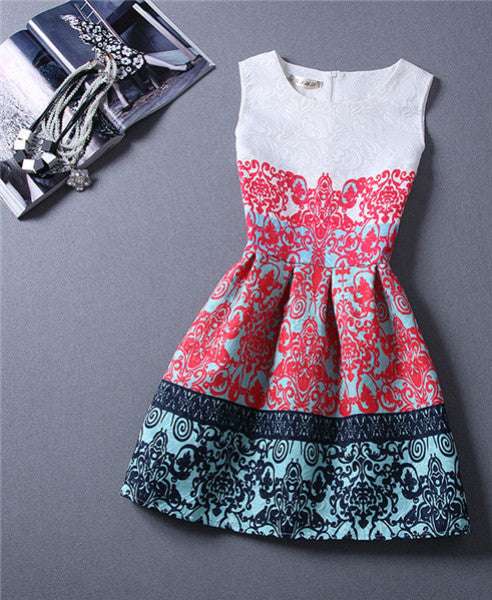 Casual Print Dress Women Fashion Printing Sleeveless Vest Dress Vestidos Vintage Woman tutu Svestido Party Dresses - CelebritystyleFashion.com.au online clothing shop australia