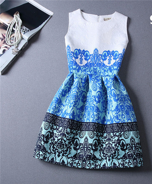 Casual Print Dress Women Fashion Printing Sleeveless Vest Dress Vestidos Vintage Woman tutu Svestido Party Dresses - CelebritystyleFashion.com.au online clothing shop australia