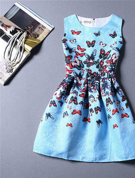 Casual Print Dress Women Fashion Printing Sleeveless Vest Dress Vestidos Vintage Woman tutu Svestido Party Dresses - CelebritystyleFashion.com.au online clothing shop australia