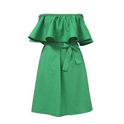 Fashion Brand Summer Dress Women Off Shoulder Dress Sleeveless Ruffles Cross Straps Dresses Candy Color Party Dresses - CelebritystyleFashion.com.au online clothing shop australia