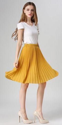 8 Colors women chiffon pleated skirt vintage high waist tutu skirts womens saia midi rokken summer style jupe femme - CelebritystyleFashion.com.au online clothing shop australia