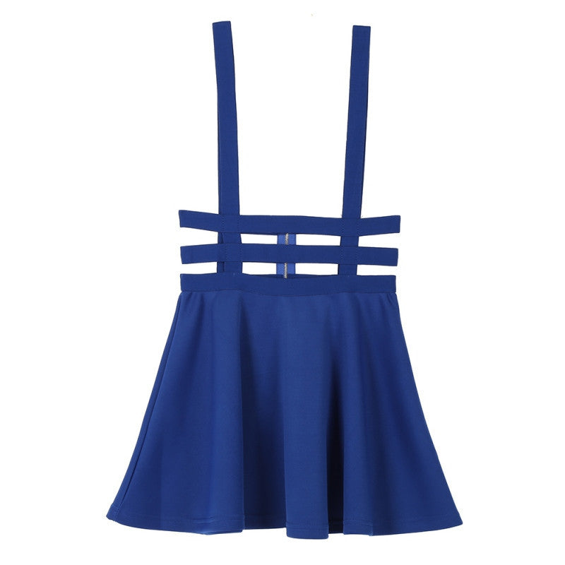 Retro Hollow Mini Skater Cute Women Suspender Clothes Straps High Waist Skirt - CelebritystyleFashion.com.au online clothing shop australia