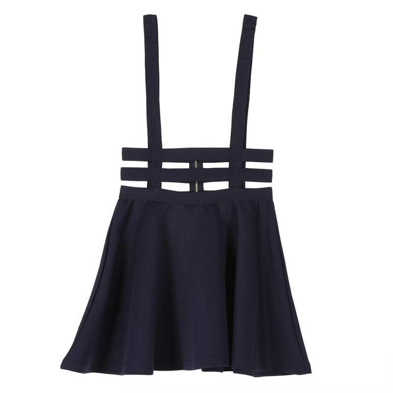 Retro Hollow Mini Skater Cute Women Suspender Clothes Straps High Waist Skirt - CelebritystyleFashion.com.au online clothing shop australia