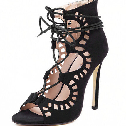 Fashion Women Pumps Women Shoes Sandals Lace up High Heels Cut Outs Shoes Summer Open Toe - CelebritystyleFashion.com.au online clothing shop australia
