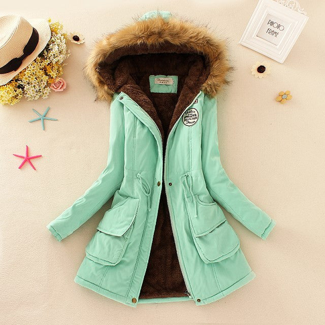 Winter Jacket Women New Winter Womens Parka Casual Outwear Military Hooded Coat Fur Coats Manteau Femme Woman Clothes A77 - CelebritystyleFashion.com.au online clothing shop australia