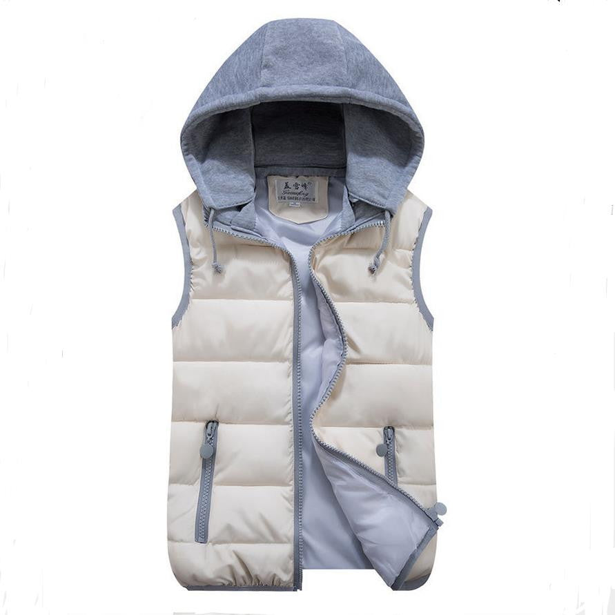 women's cotton wool collar hooded down vest Removable hat high quality Brand New female winter warm Jacket&Outerwear Thicken - CelebritystyleFashion.com.au online clothing shop australia