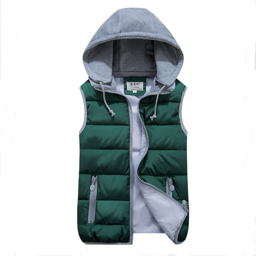 women's cotton wool collar hooded down vest Removable hat high quality Brand New female winter warm Jacket&Outerwear Thicken - CelebritystyleFashion.com.au online clothing shop australia