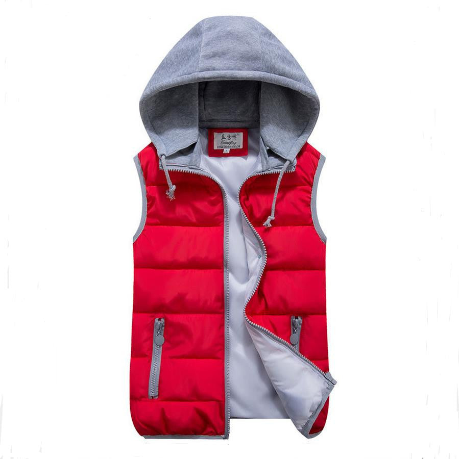 women's cotton wool collar hooded down vest Removable hat high quality Brand New female winter warm Jacket&Outerwear Thicken - CelebritystyleFashion.com.au online clothing shop australia