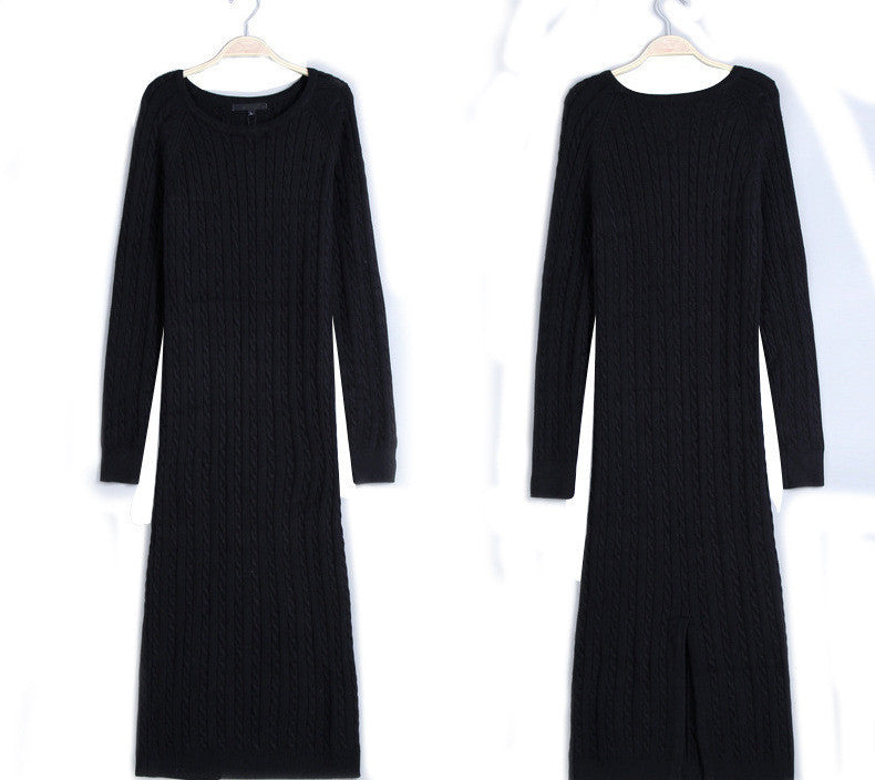 New Twist Women long sweater dress spring sexy slim Bodycon Dresses Elastic Skinny Split Dress Brief Knitted Dress vestidos - CelebritystyleFashion.com.au online clothing shop australia