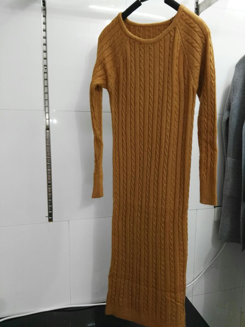 New Twist Women long sweater dress spring sexy slim Bodycon Dresses Elastic Skinny Split Dress Brief Knitted Dress vestidos - CelebritystyleFashion.com.au online clothing shop australia