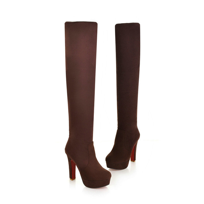 Women Suede Sexy Fashion Over the Knee Boots Sexy Thin High Heel Boots Platform Woman Shoes Black Blue size 34-43 - CelebritystyleFashion.com.au online clothing shop australia
