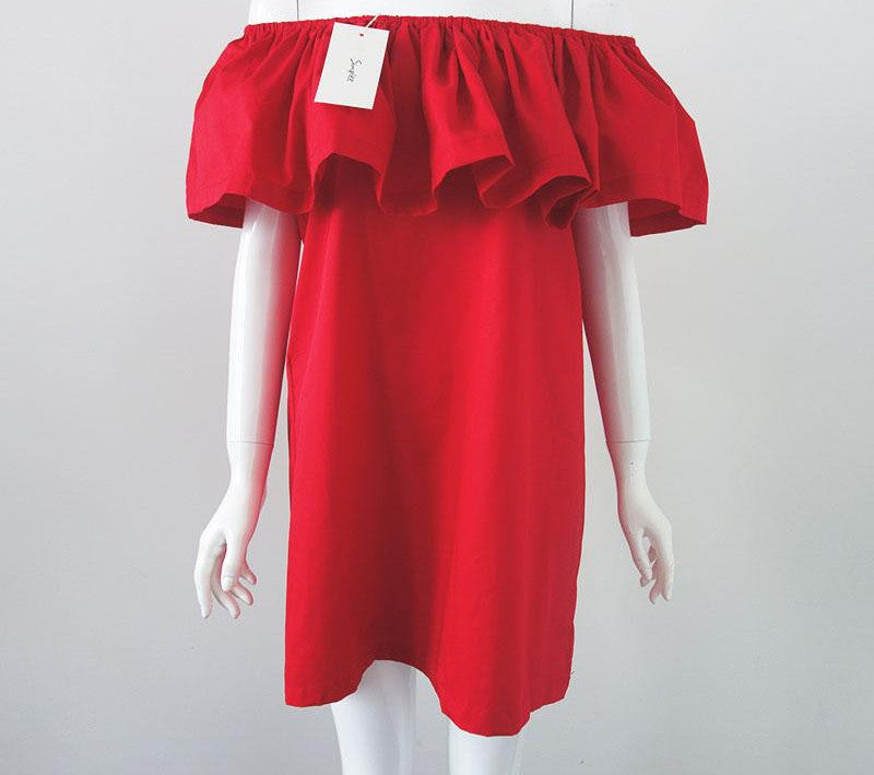 Apparel Ruffles slash neck women dress Summer style off shoulder sexy dresses vestidos White tube beach dress cotton - CelebritystyleFashion.com.au online clothing shop australia