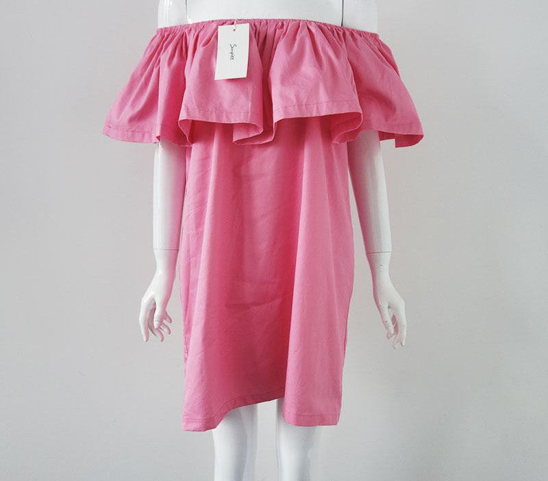 Apparel Ruffles slash neck women dress Summer style off shoulder sexy dresses vestidos White tube beach dress cotton - CelebritystyleFashion.com.au online clothing shop australia