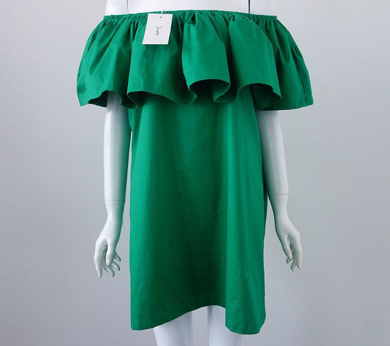 Apparel Ruffles slash neck women dress Summer style off shoulder sexy dresses vestidos White tube beach dress cotton - CelebritystyleFashion.com.au online clothing shop australia