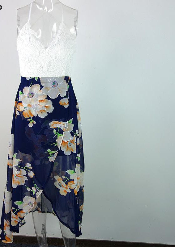 Sexy print lace summer dress Strap deep v neck high waist beach dresse Sexy print lace summer dress Strap deep v neck high waist beach dresse