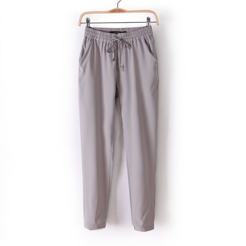Casual Women Chiffon Pants Elastic Waist Solid Color Office OL Pants Summer Slim Lady Pants AB17 - CelebritystyleFashion.com.au online clothing shop australia
