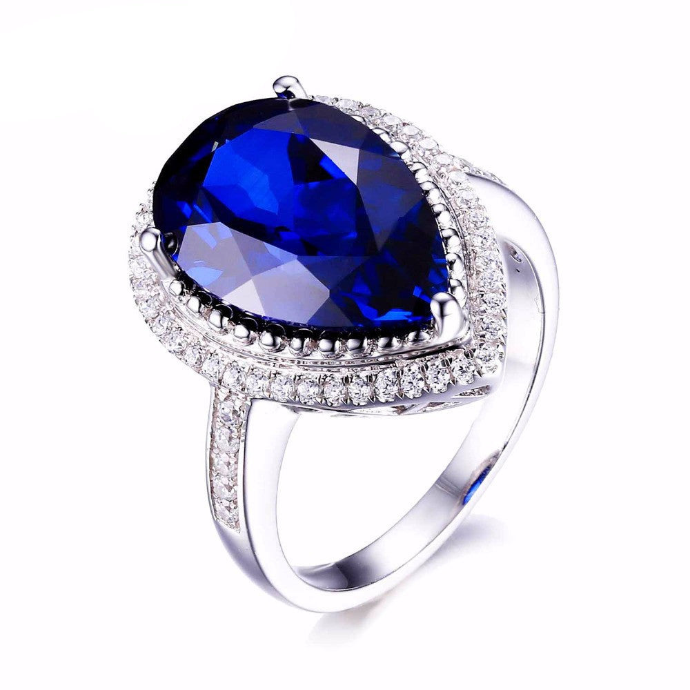 Charm 7ct Water Drop Cut Sapphire Ring Women Party Set Pure 925 Sterling Solid Silver Size 6 7 8 9 Luxury - CelebritystyleFashion.com.au online clothing shop australia